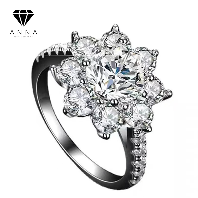 

Newest Luxury Sunflower High Carbon Diamond 925 Sterling Silver Ring Wedding Fine Jewelry Banquet Anniversary Surprise Gift 2023