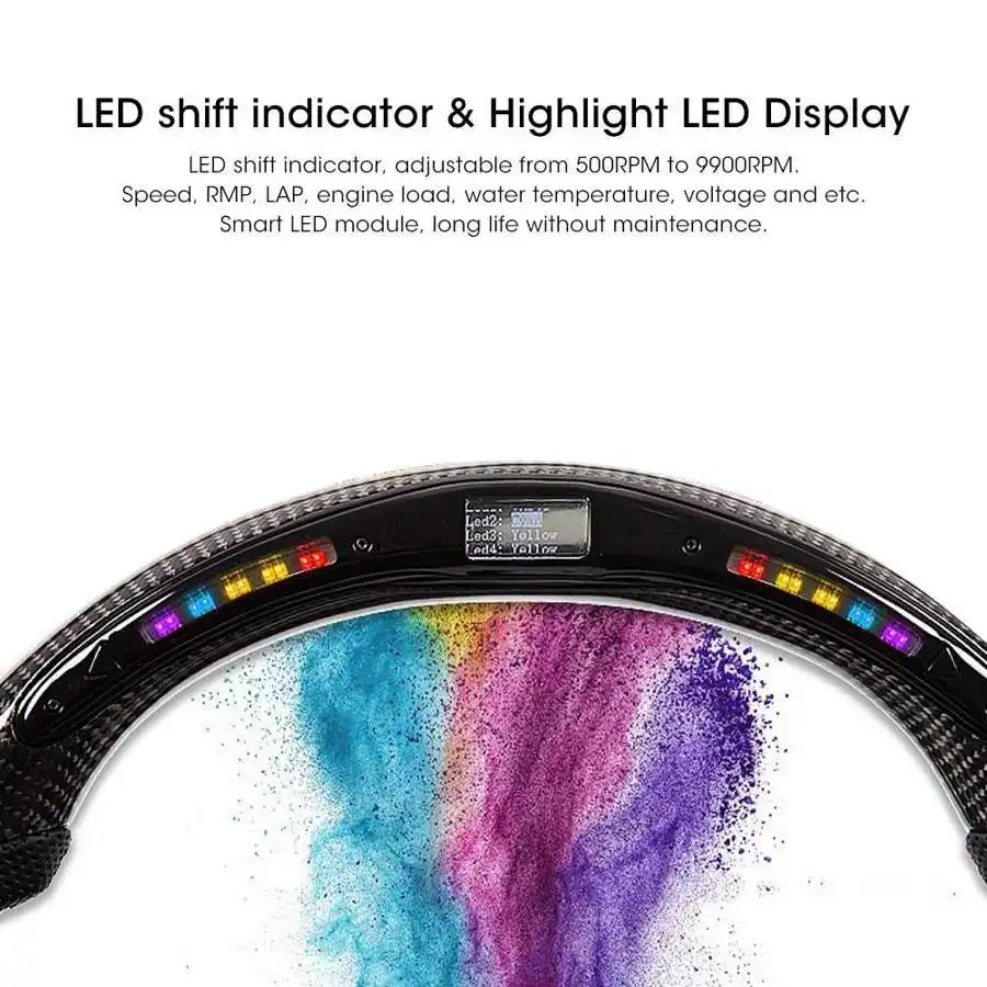 Volant Carbone Cuir Perforée Avec Méplat Et Led Pour BMW Série Fx