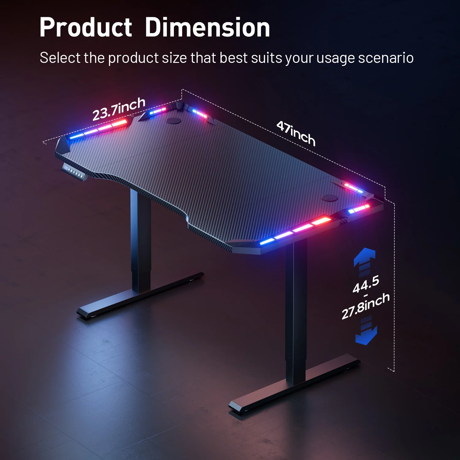 Electric Height Adjustable LED Gaming Desk 8