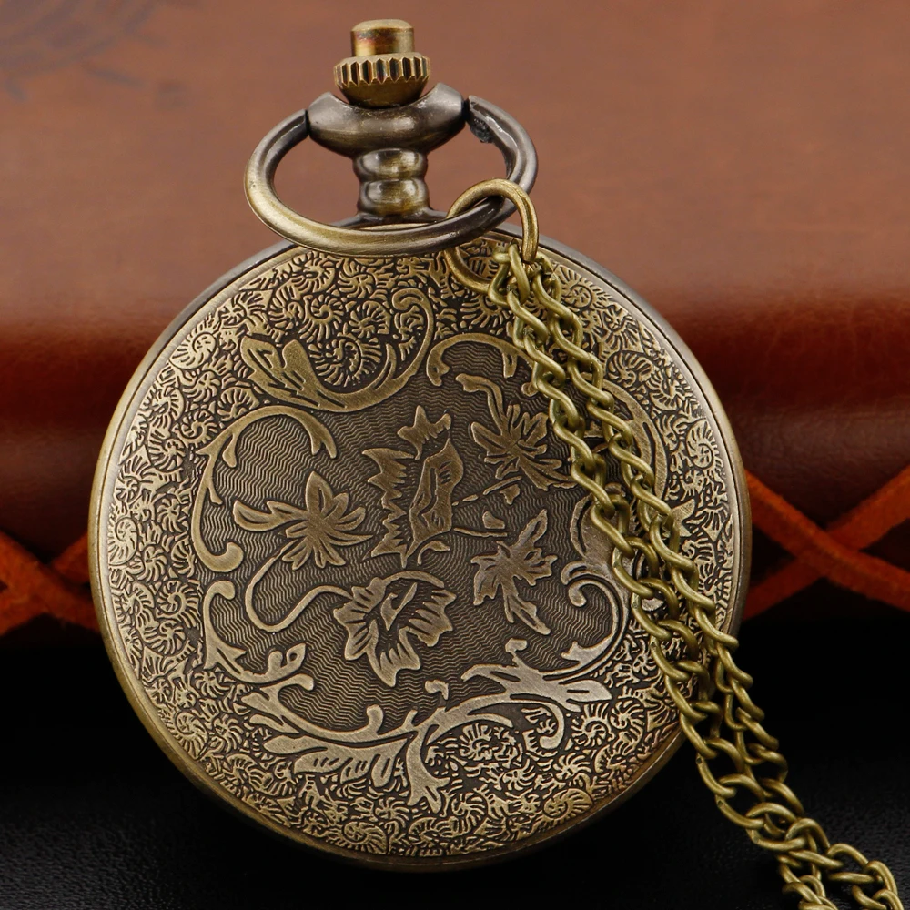 Antique Reindeer 3D Embossed Quartz Pocket Watch Vintage Men's Fob Chain Watch Clock Hunter Commemorative Gift,quartz watch,pocket watch