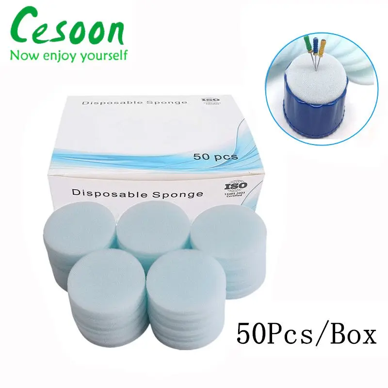 

50Pcs/Box Cesoon Disposable Dental Clean Sponge Pads Soft Endo Files Cleaning Foam Stand Replacement Teeth Whitening Tools