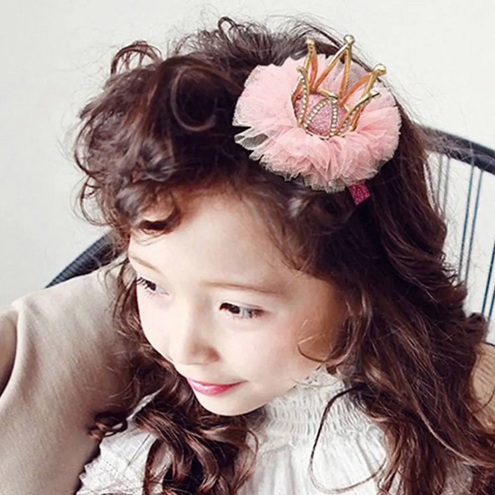 Fashion Sweet Lovable Gauze Pearl Tiara Rhinestone Alloy Girl Hairpin Hair Accessory Hair Clip Headwear