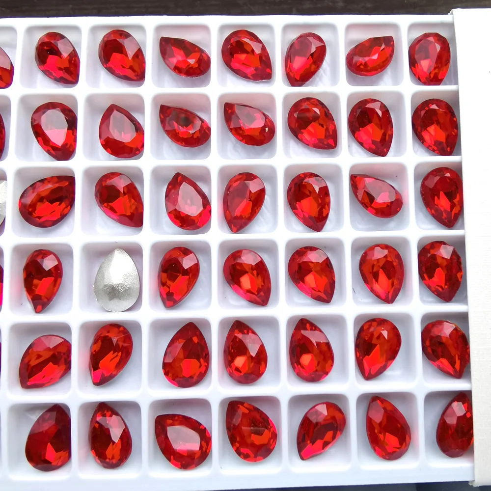 Light Siam 10 Stück Verschiedene Formen DIY Strass-Applikationen Kristalle Pointback zum Aufkleben auf Nägel Strass-Schmuck Rote Glasperlen – Detail 10