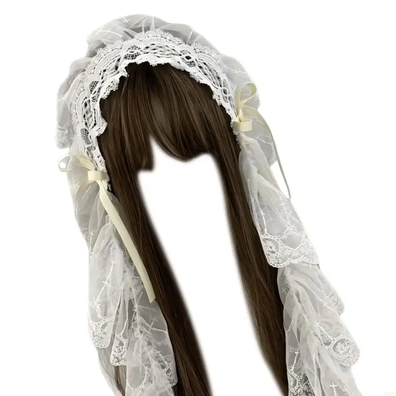 Stilvolles Gothic-Spitzen-Haarteil, elegante traditionelle Haardekoration, Cosplay-Kopfbedeckung, Haarband für Motto-Feier Y08E – Detail 3