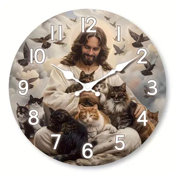 “Jesus Saves” Wooden Wall Clock – Silent Home Decor 1