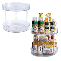 Lnofxas 360 Rotation Cabinet Turntable Organizer Storage Spice Rack Drink Cosmetic Storage Rack Transparent For Kitchen Bathroom 1
