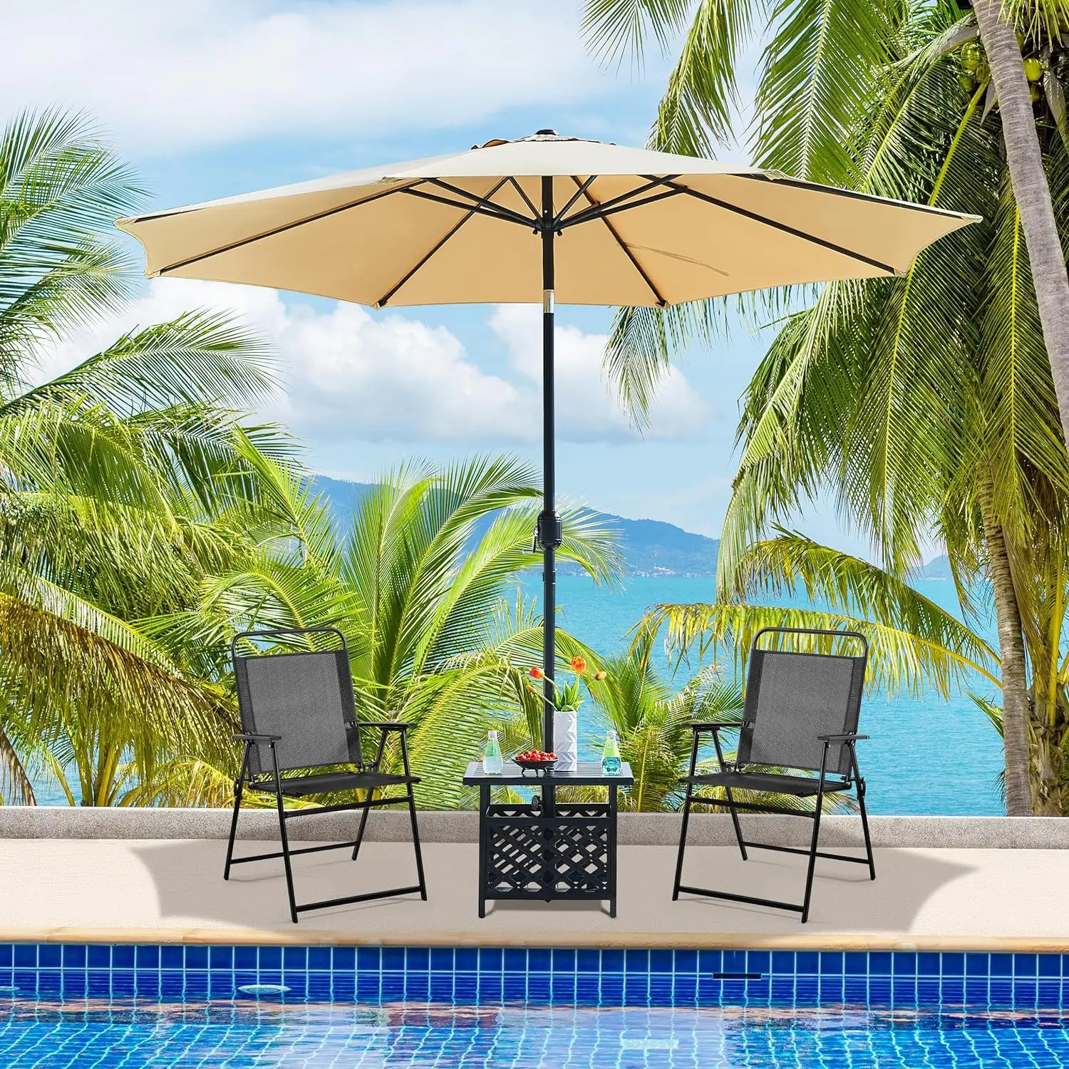 Outdoor Patio Chairs Folding Patio Chairs Set of 4, Portable Dining  for Camping, Lawn, Armrests, Stackable Patio