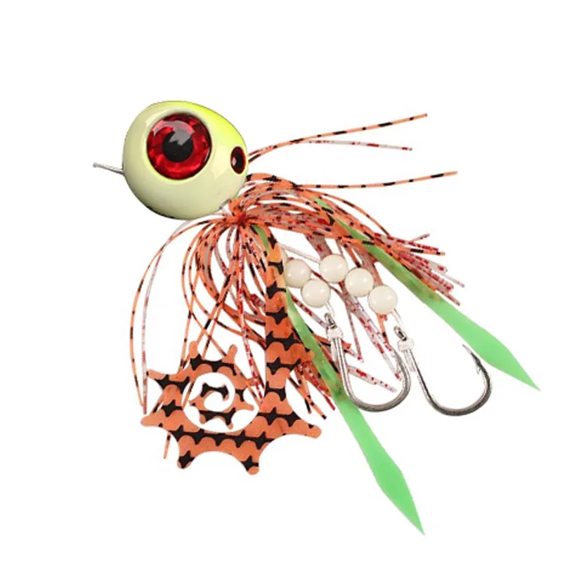 Ley Jig Fishing Lure 60g-300g  Bait Skirt Rubber Fishing Jigs Light Emitting Assist Hook Bait Shrimp Rubber Skirt