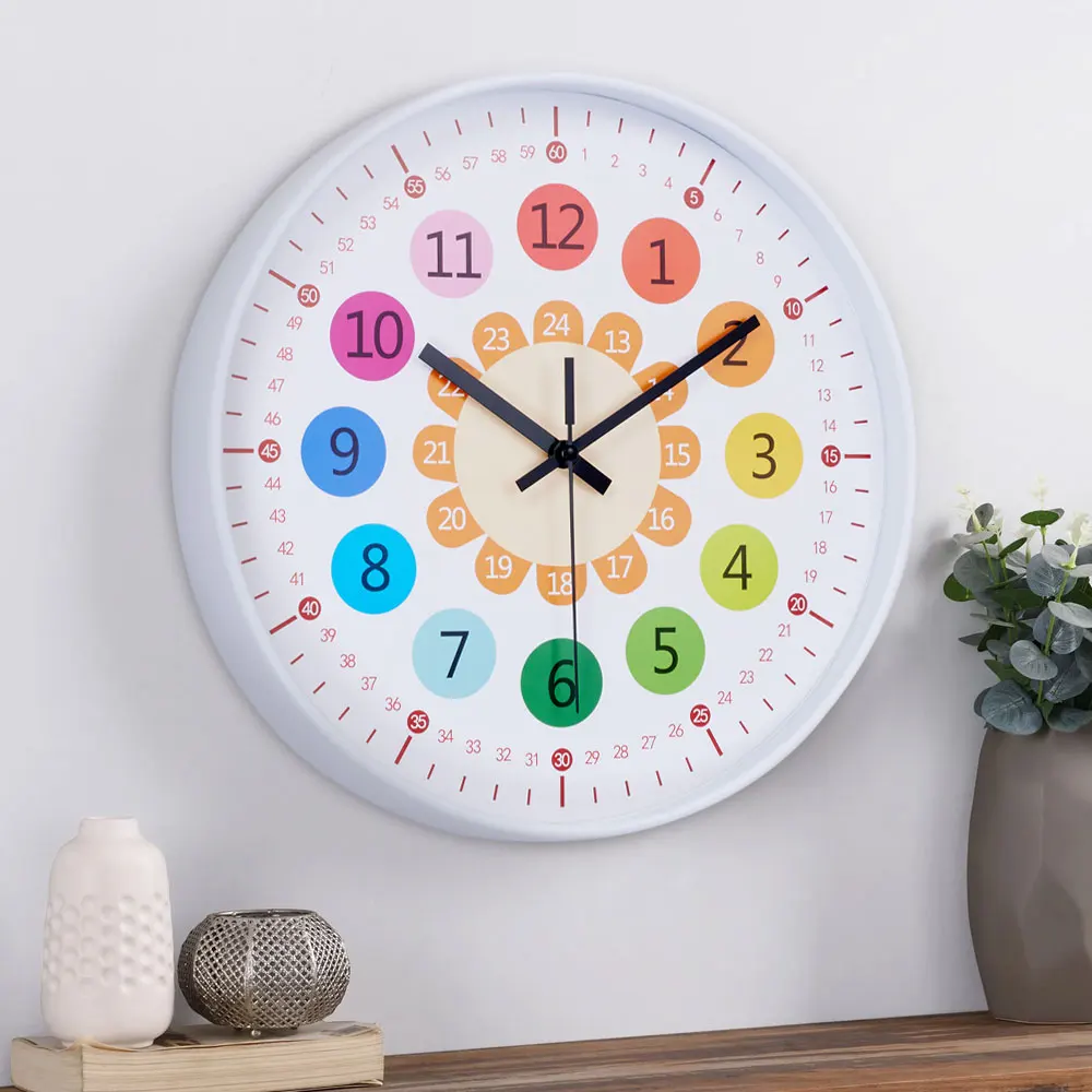 Voltsify 12-inch Brightly Coloured Dual-Scale Battery Operated Wall Clock: 3 - 5 Days Free Delivery Only UK