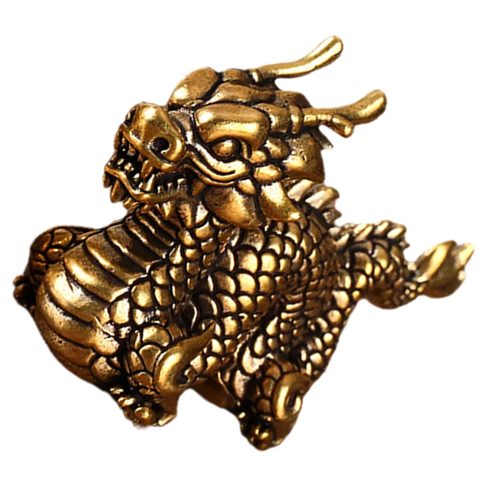 

Desktop Dragon Statue Figurine Brass Decor Ornament Decorate Zodiac Model Chinese Decoration Vintage