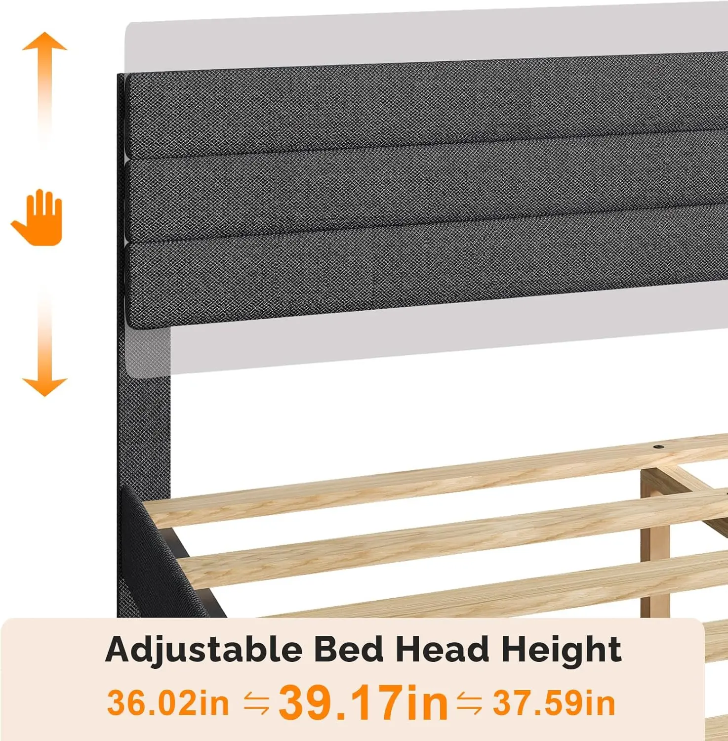 Full Bed Frame with Headboard,Upholstered Platform Bed with Adjustable Headboard,Heavy Duty Slats Support