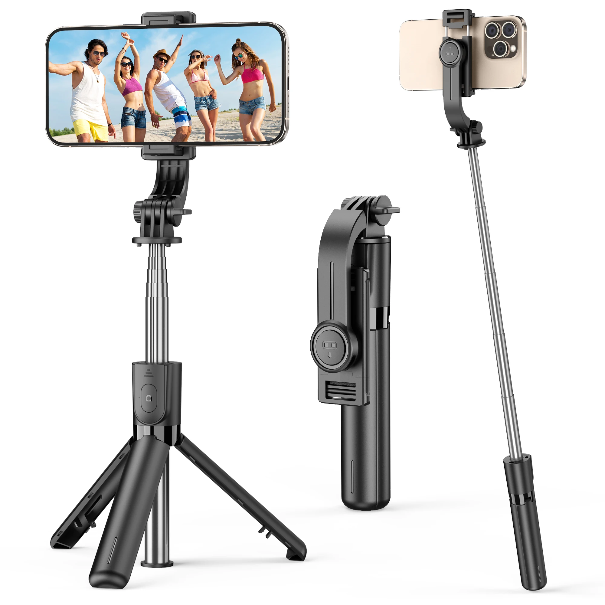 F01 Selfie Stick Tripod Phone Stand Desktop Portable Handheld Mini Tripod with Wireless Bluetooth Stabilizer for iPhone Android