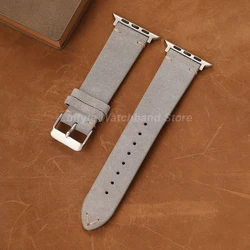 Luxurious Suede Leather Watch Strap Bracelet - 42(S123) 44 45 46 49 (Grey)