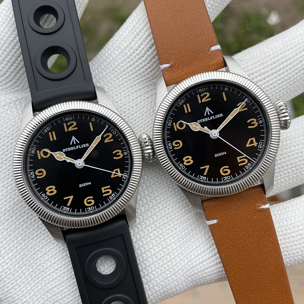 New Steeldive 39mm Pilot Men Quartz Watchesin Top Brand Vh31 Sweeping