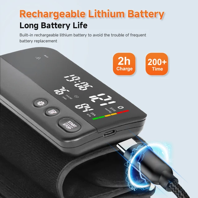 Upper Arm Blood Pressure Monitor Bluetooth Data Transmission Large Screen 2x99 Group Memory Intelligent Pressurization Portable 2
