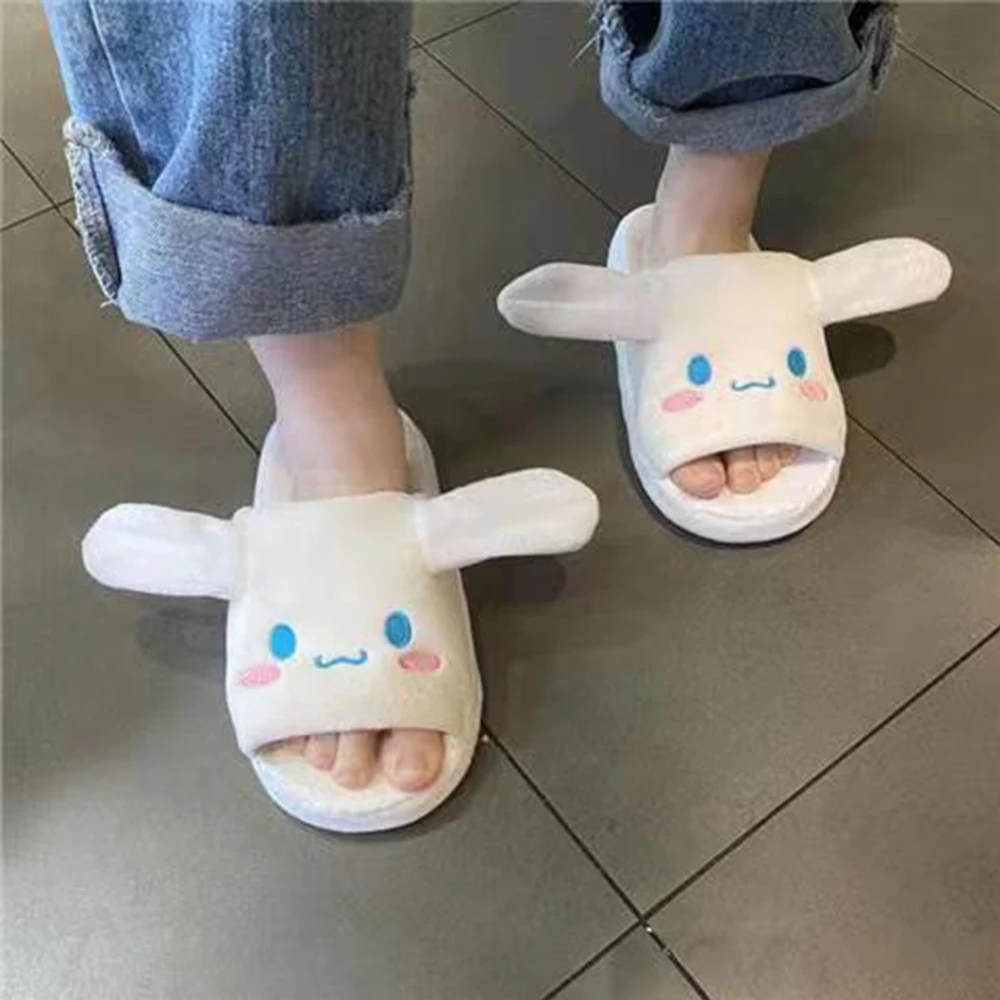 

Sanrio Cinnamoroll Cotton Slippers Girls Cartoon Air Bag Will Move The Ear Slippers Autumn And Winter Indoor Warm Cotton Shoes