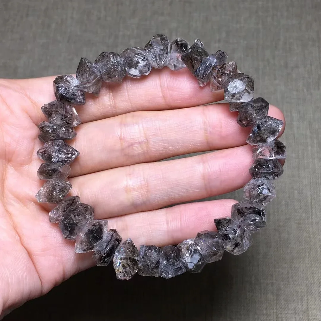 

Natural Herkimer Diamond Black Rutilated Quartz Bracelet 8mm Rare Clear Beads Woman Man Jewelry AAAAAAA