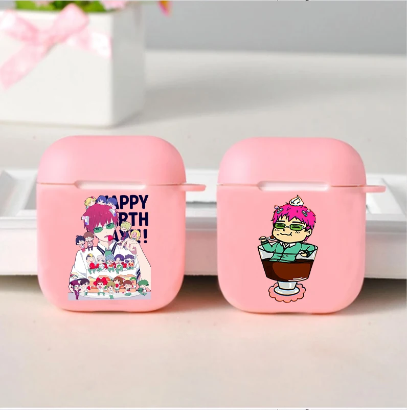 Cute Anime the disastrous life of saiki k Soft silicone TPU Case For AirPods Pro1 2 3 Pink Wireless Bluetooth Earphone Box Cover