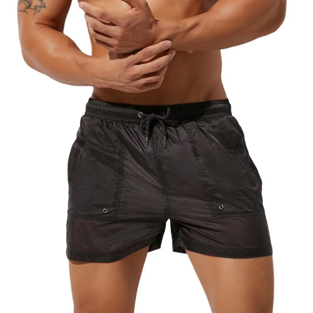 SEOBEAN Men's Summer Shorts Mesh Lined Quick-drying Beach Shorts 100% Nylon Gym Fitness Surf Trunks Shorts Sexy Men Board Shorts 3