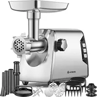 3 Speed Meat Grinder Heavy Duty: Built-in Storage Box, 2 Blades,4 Plates 1