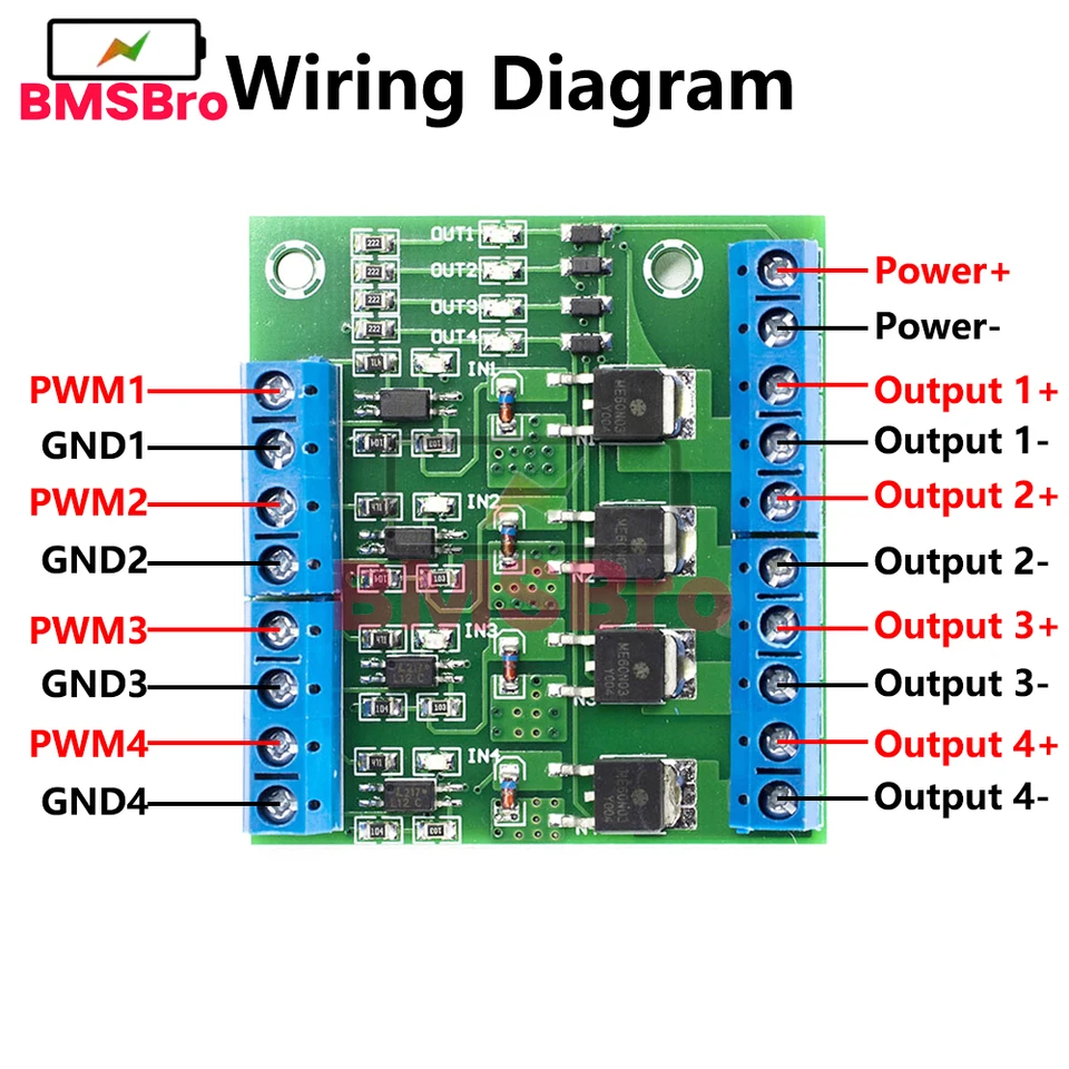 Modulo Driver PWM MOS FET A 4 Canali Oumefar - Amplificatore Per Apparecchiature Alta Potenza, 3-20V A 3.7-27VDC, 10A - Foto 11