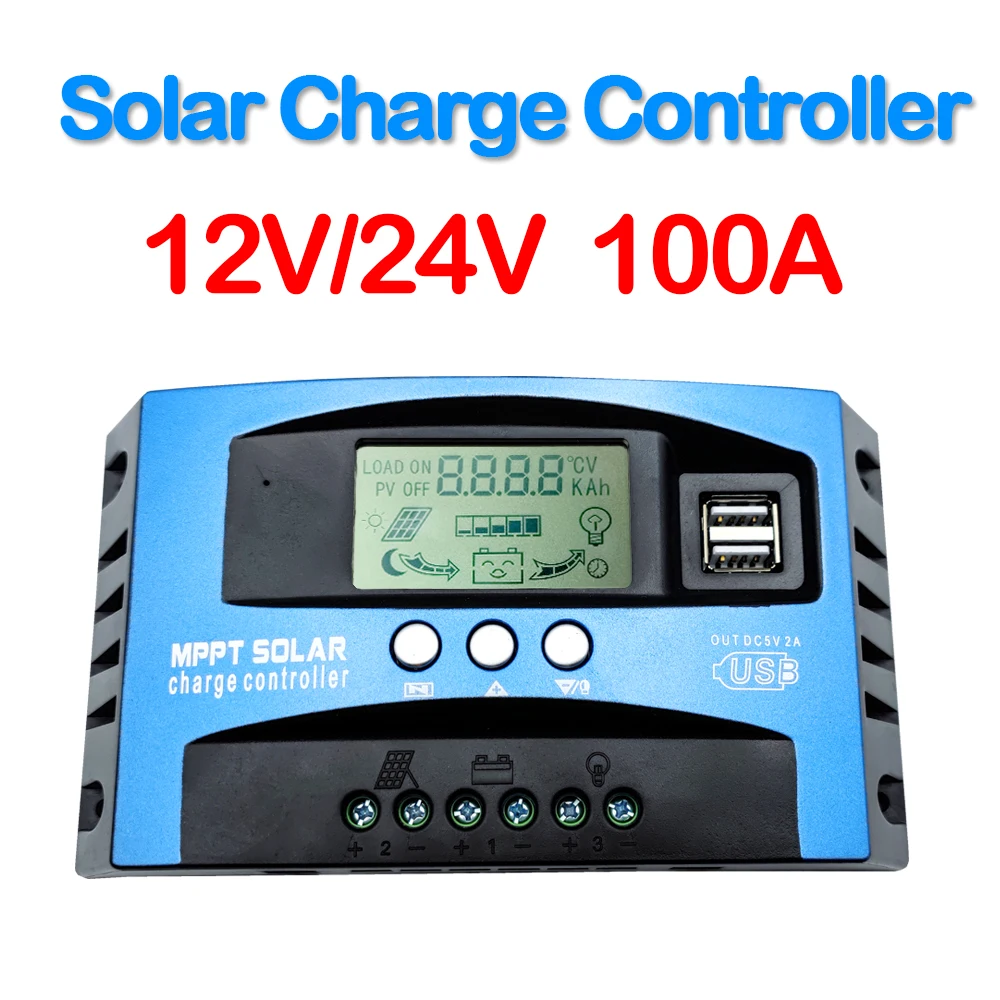 

Solar Charge Controller MPPT 30A 40A 50A 60A 80A 100A LCD Display 12V 24V AUTO Dual USB Solar Charge And Discharge Controller