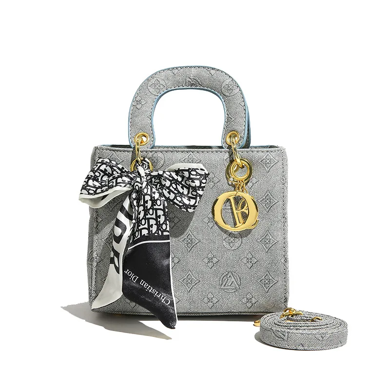 Elegant Top Handle Bag for Women Retro Floral Crossbody Purse Silk Scarf Accent Day To Evening Versatile Shoulder