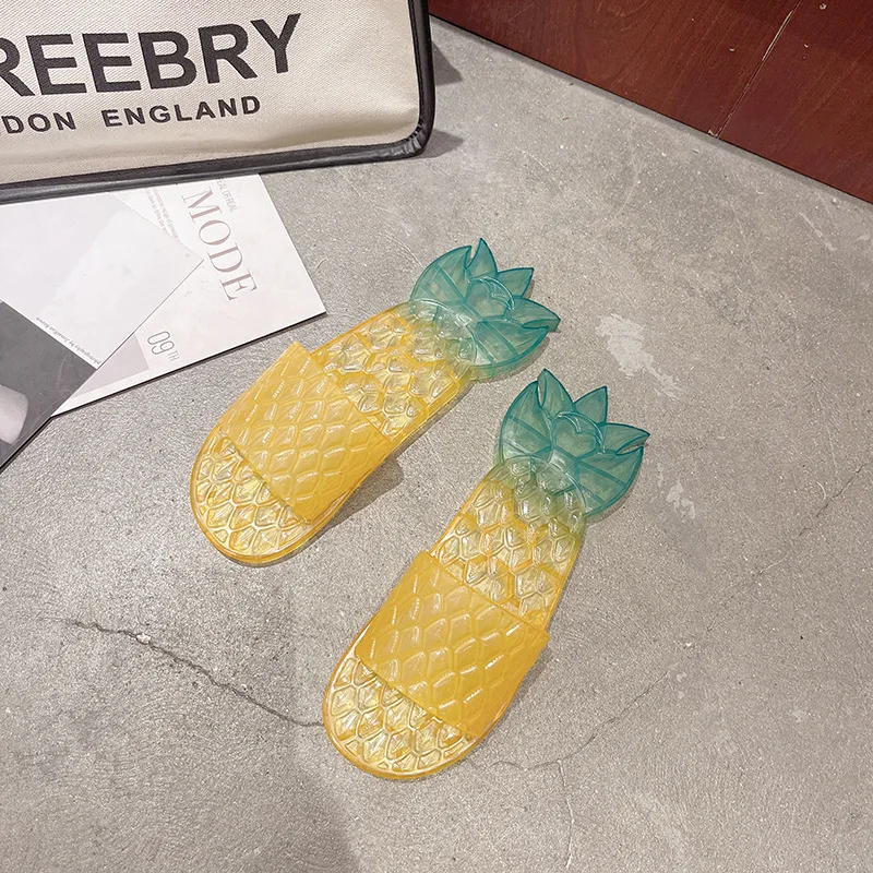 Fruit-shaped Slippers Women's 2022 Summer New Crystal Sandals Indoor Non-slip Slippers Out Color Pineapple Beach Shoes
