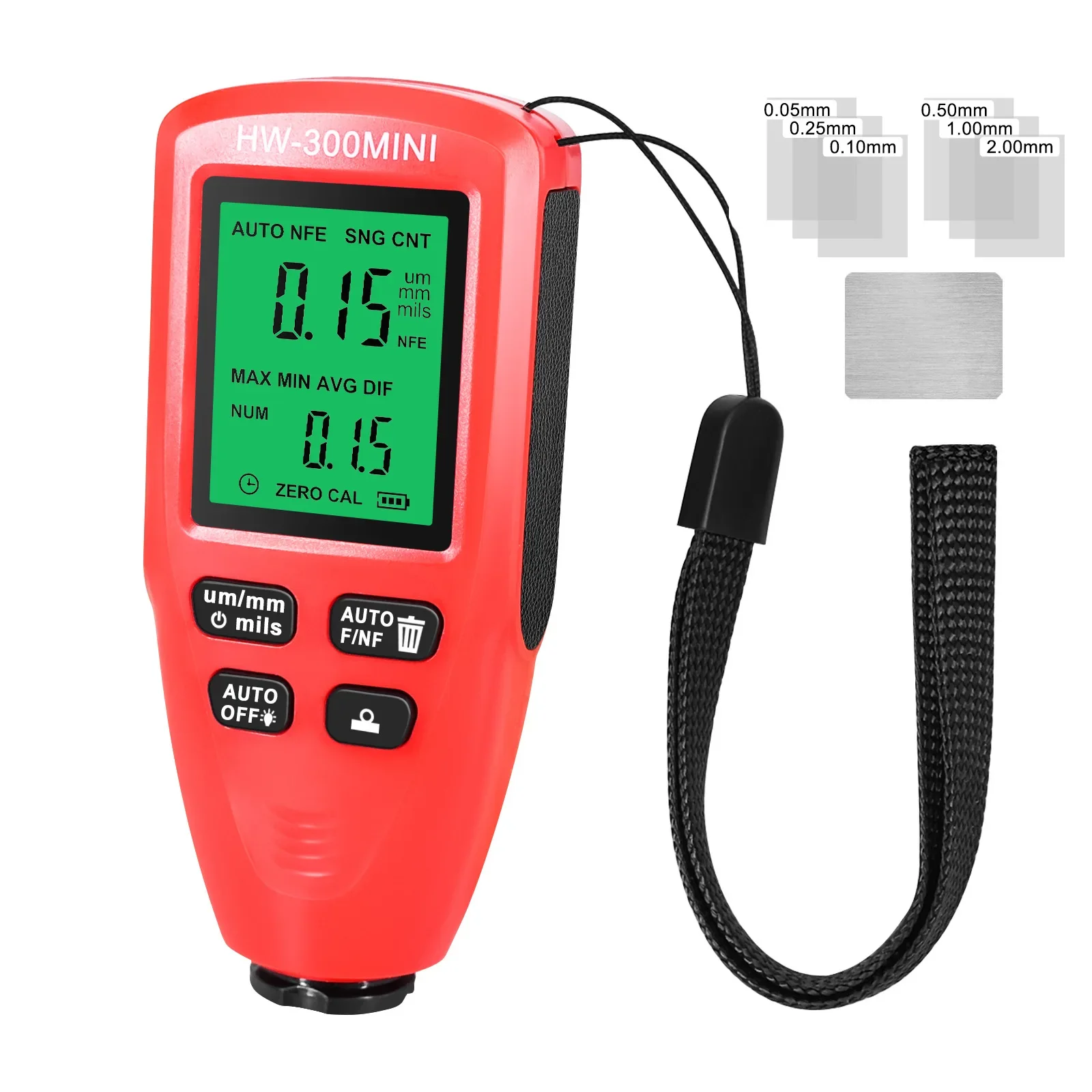 

HW-300 Mini High Precision Coating Thickness Gauge Anti-Skid Paint Car Thickness Measurement Paint Film Coating Thickness Gauge
