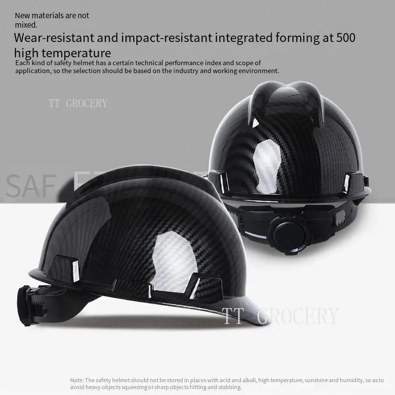 Carbon Fiber Work Safety Helmet With ABS Industrial Head Protection Construction Hard Hat