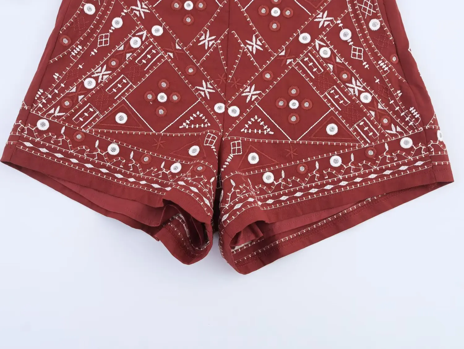 KONDALA Casual Chic Rot Stickerei Frauen Anzug V-ausschnitt Ärmellose Weste Breite Bein Shorts Mode 2025, Sommer Boho V-ausschnitt Frauen Sets – Detail 17