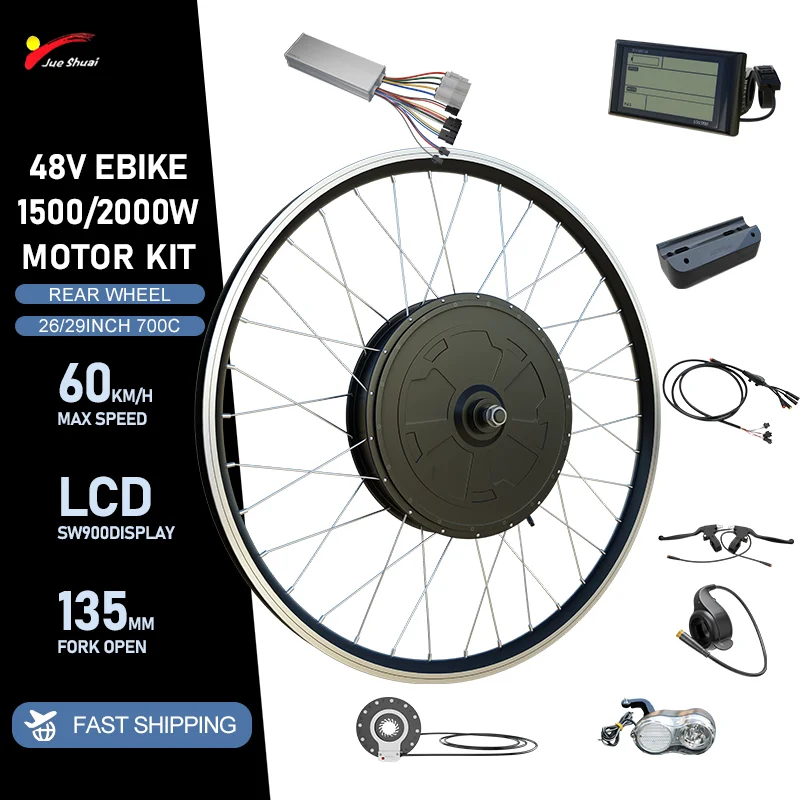 48V 1500/2000W 전기 자전거 변환 키트 브러시리스 기어리스 허브 모터 전기..