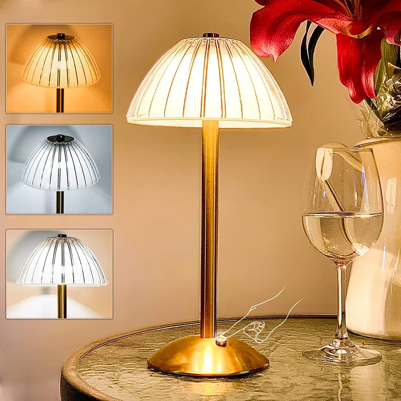 Lampe de Table en Cristal, Lampe Cristal Lampe de Chevet Chambre, Dimmable  Lampe de Table Sans