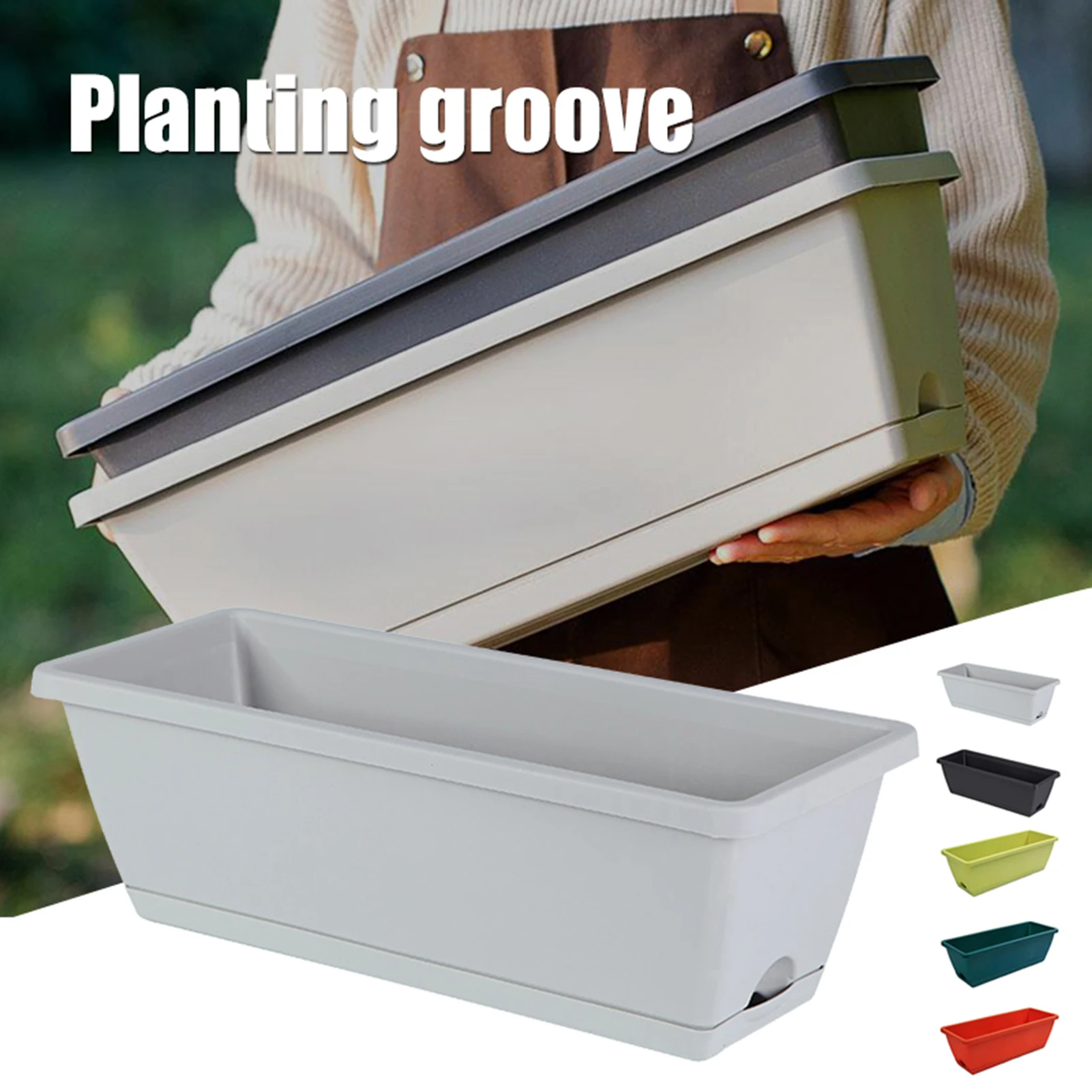 FlowerPotsWindowBoxPlasticRectangularWindowPlantersVegetables