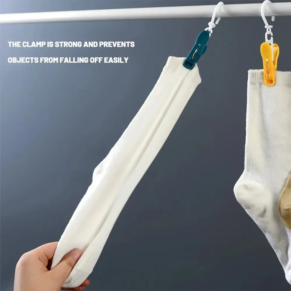 Portable Clothes Pegs Rotatable Hats Towels Hanger Windproof Anti-slip Drying Clip Household Travel Laundry Hook Clips 10/1PCS