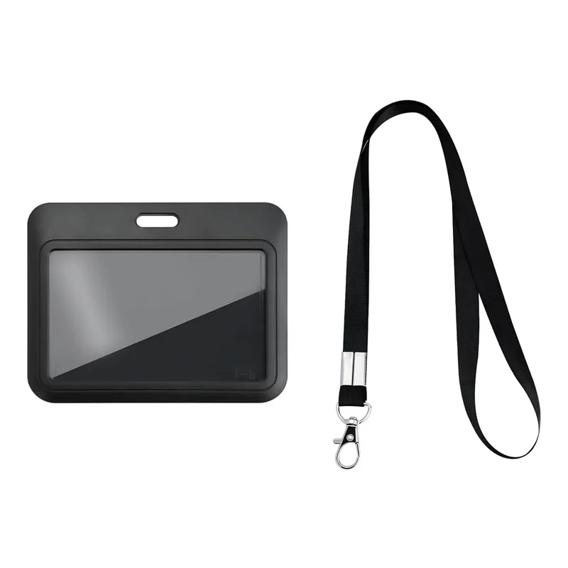 1pc Arbeiter Kartenhalter Schwarz Farbe Lanyards Ausweishalter Horizontale Vertikale Ausweishalter – Detail 3
