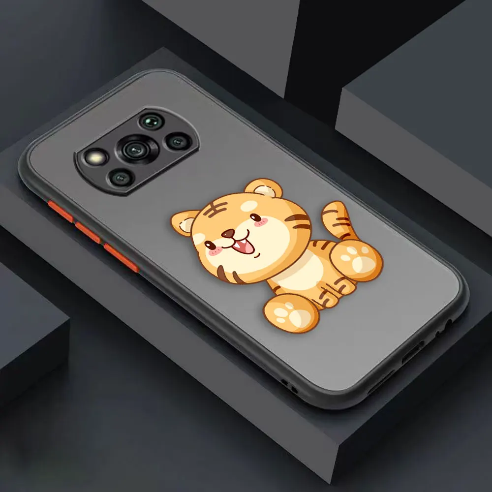 thumbnail image 1 of Matte Case for Xiaomi POCO X4 X3 X2 M4 M3 M2 F4 F3 GT F2 C40 CC9 PRO 4G 5G A3 MIX4 CIVI Case Funda Coque Shell Cute Little Tiger, 1 of 5