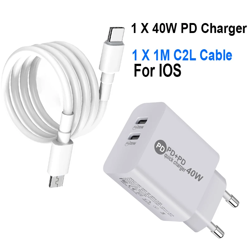 usb c 61w 40W Dual PD USB-C Power Adapter Charger Fast Charger EU/US Plug for iPhone 13 12 mini pro Ipad Google Pixel 6 5 4 3 2 usb c 30w Chargers