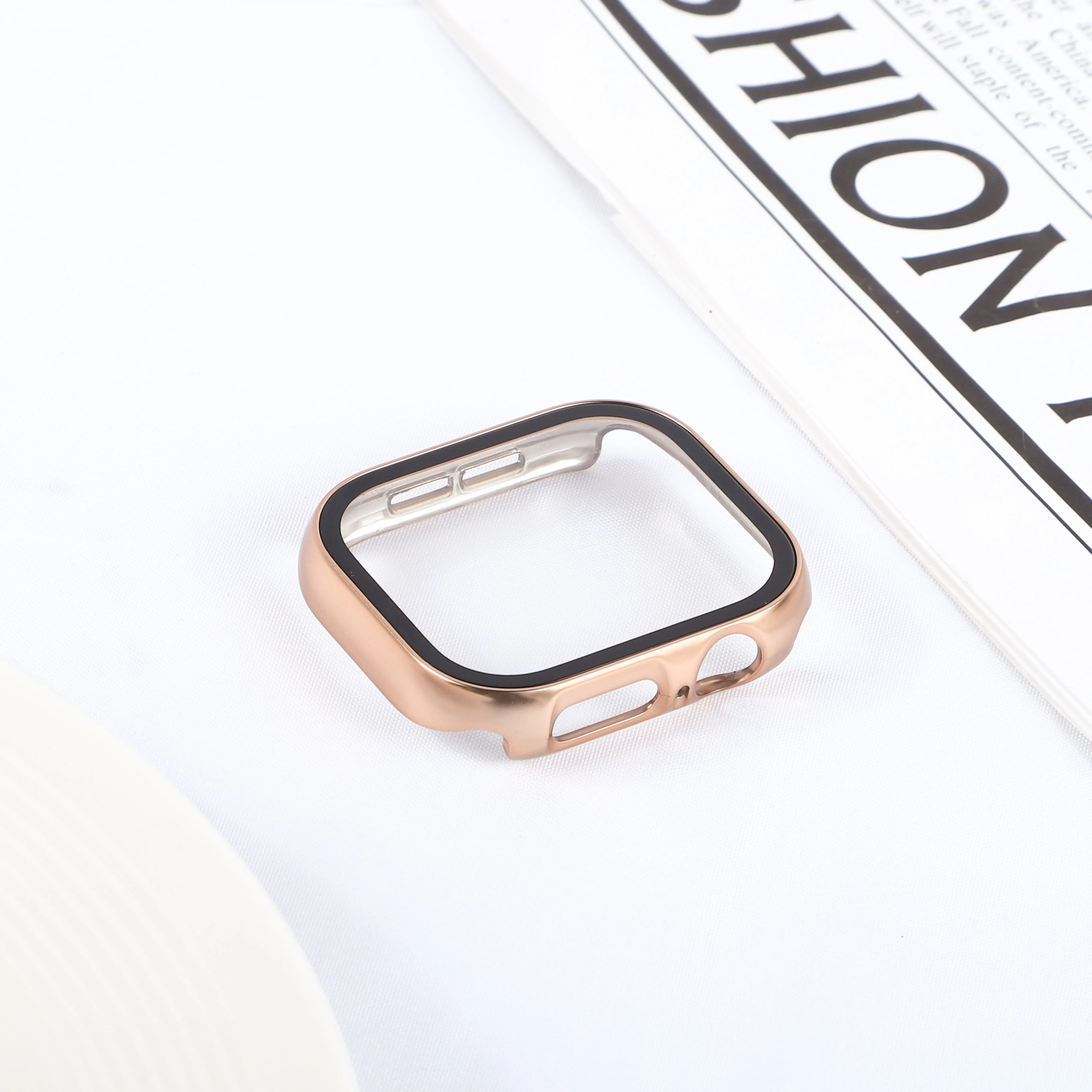 Apple Watch Case with Screen Protector - Plating Hard PC Bumper with Tempered Glass Cover