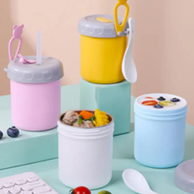 

Food Thermal Jar Insulated Soup Cup Stainless Steel Lunch Box Soup Thermos Kids Lunch Box With Spoon Modern Lunch container Jar