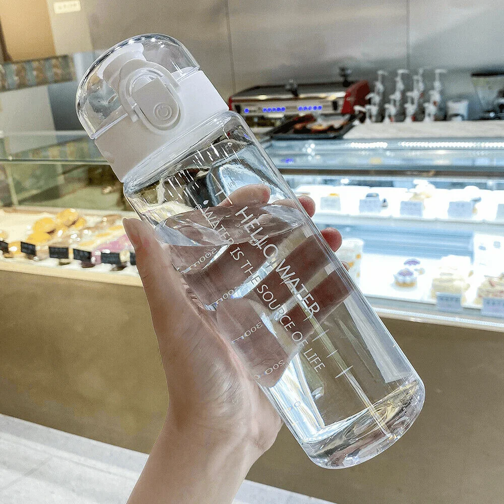Water Bottle 780Ml With Bounce Cover Leak Proof Sports Drinkware Strap Reusable for Kid Women Fitness Gift