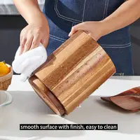 Acacia Wood Rotating Utensils Holder,Kitchen Countertop Organizer for Spoons,Forks,Knives,Cutlery Gadget Tools Storage Container 2