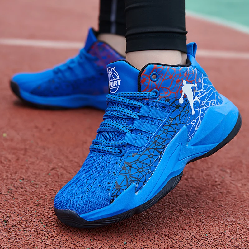 Kids' Non-Slip Breathable Basketball Sneakers - Lace-Up Athletic Training Shoes