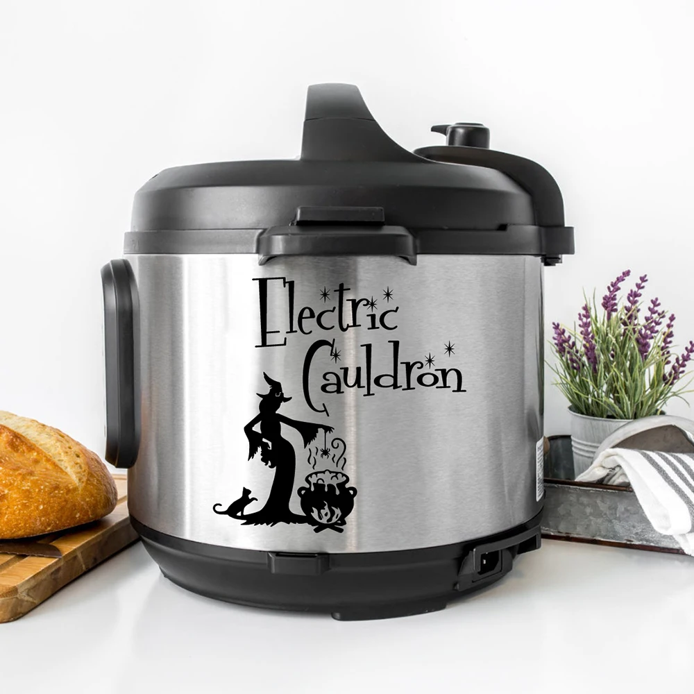 Electric Cauldron Instant Pot Decal Witch Cauldron Kitchen Vinyl Sticker Pressure Cooker Vinyl Waterproof Removable Stickers