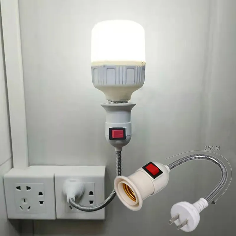 E27 Lamp Base Bulb Holder Light Socket With Switch EU US UK Plug Lamp Holder Energy Saving LED Table Adapter Plug Switch lamp holder lamp bulb holder lamp base