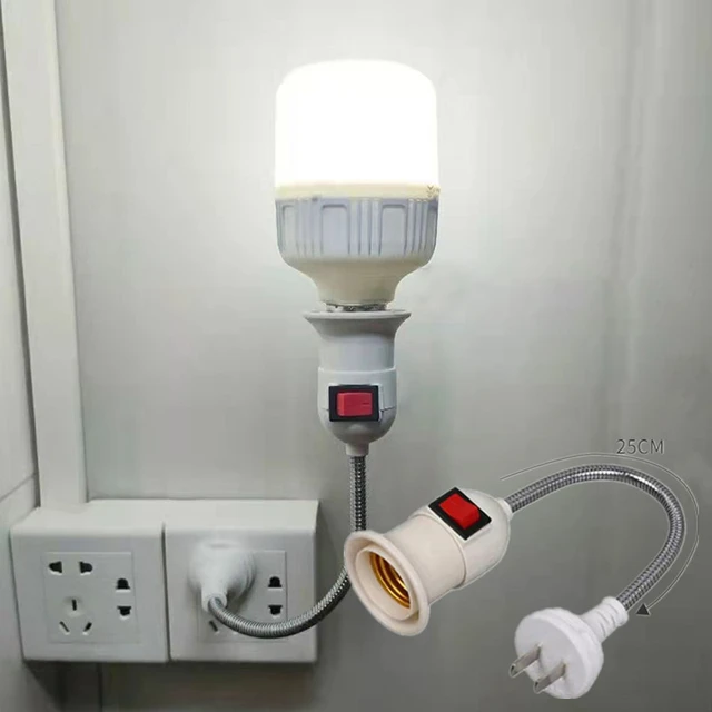 Adaptateur de lampe de table LED à économie d'énergie, base de lampe,  support d'ampoule, prise de lumière avec interrupteur, UE, États-Unis,  Royaume-Uni - AliExpress