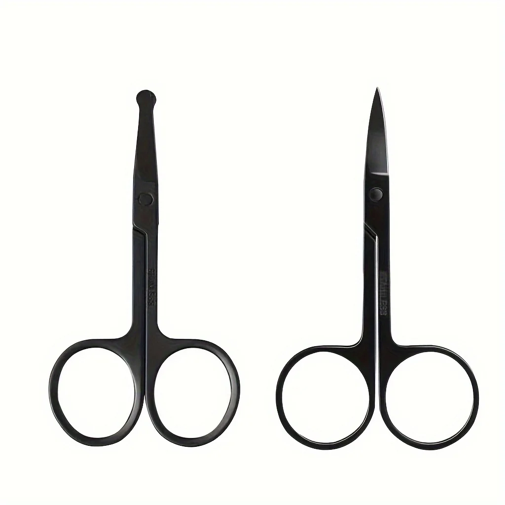 2 sets of small beauty scissors for facial hair -nose, beard, eyebrows, eyelashes-professional stainless steel trimming scissors 4
