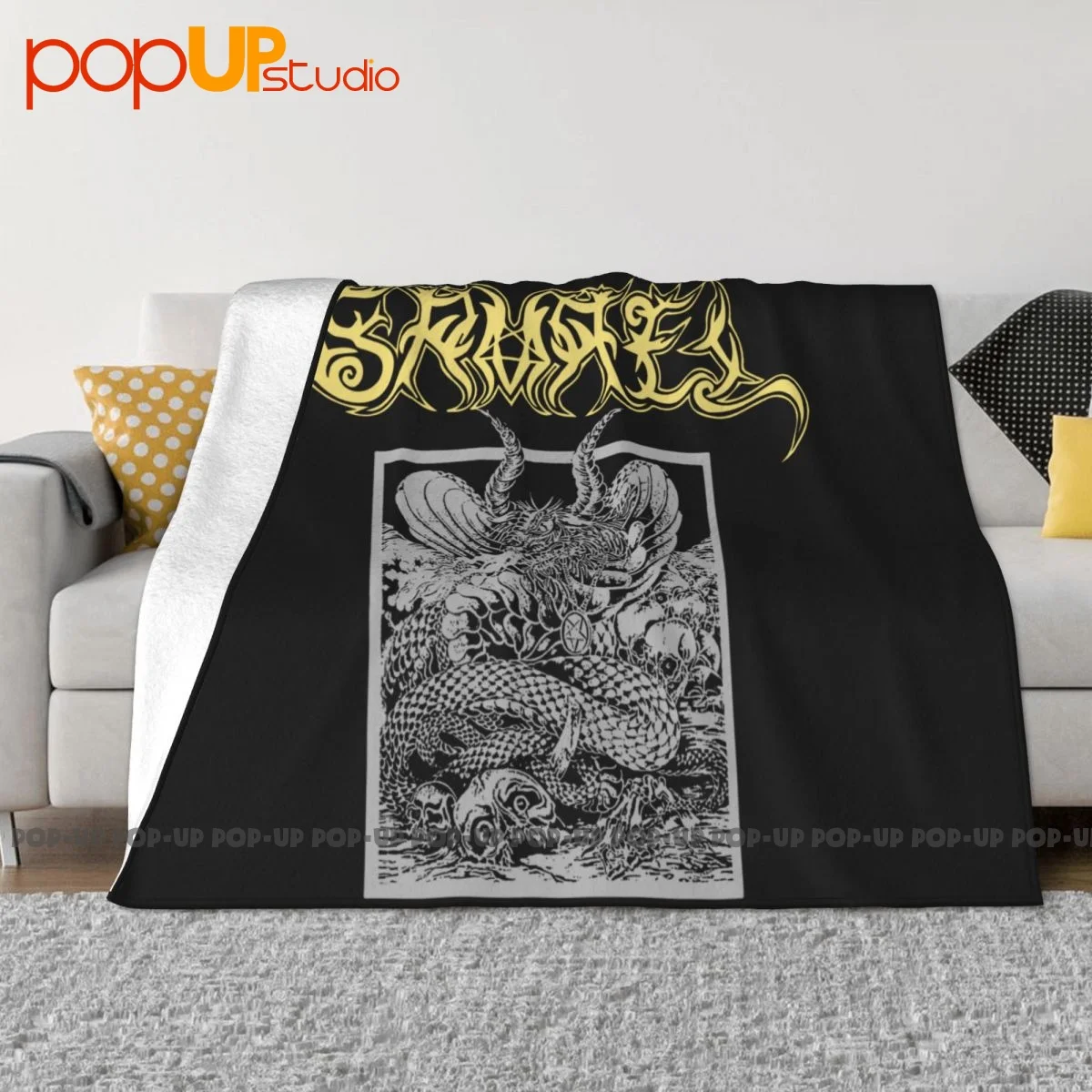 Samael Band Culto Him Album Coperta In Metallo Nero Inverno Raschel Copridivano Pelliccia Sintetica Visone Home Decotation