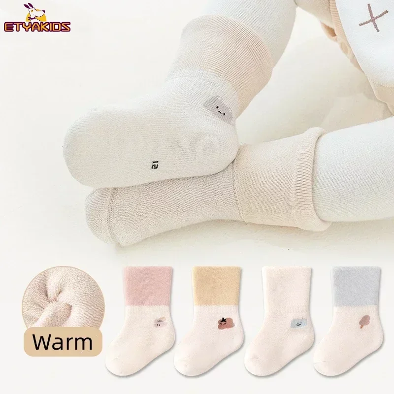 

1 Pair Warm Newborn Sleeping Socks Korean Fashion Simplicity Calf Sock for Toddler Boy Gitl Cute Autumn Winter Soft Cotton Sock