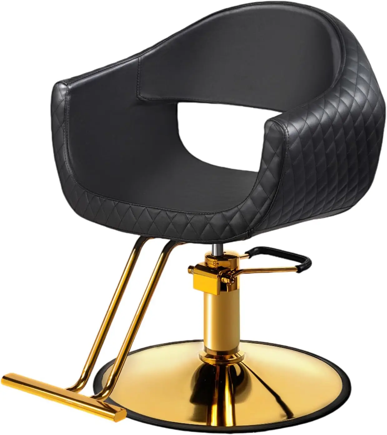 Omysalon Barber Chairs For Barbershop Black & Gold Styling Chair, Salon Chair For Hair Stylist, Heavy Duty Hydraulic Pump,